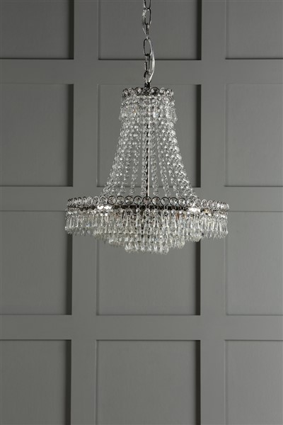 (image for) Laura Ashley Enid Grand 5lt Chandelier Polished Nickel & Cut Glass